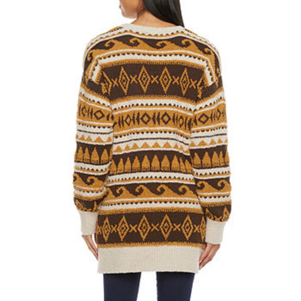 Arizona New V-Neck Long Sleeve Cardigan Nordic Tribal Pattern, S - Picture 2 of 2